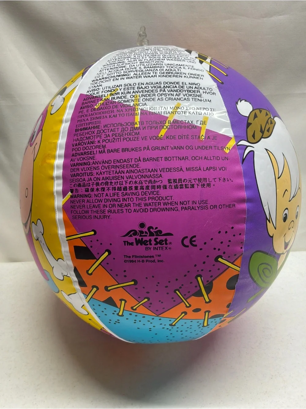 The Flintstones Beach Ball 1986 Vintage Hanna-Barbera The Wet Set By Intex Used
